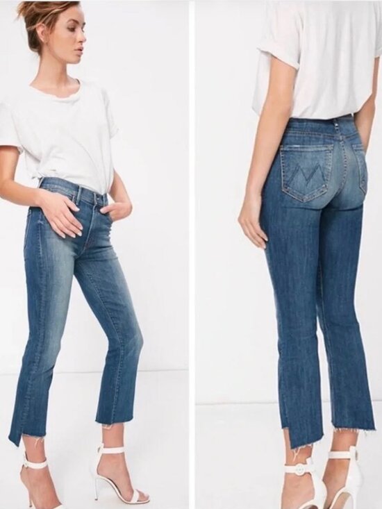 MOTHER Denim - MOTHER Insider Crop Step Fray Jeans in Not Rough Enough Women's Size 26 FLAW